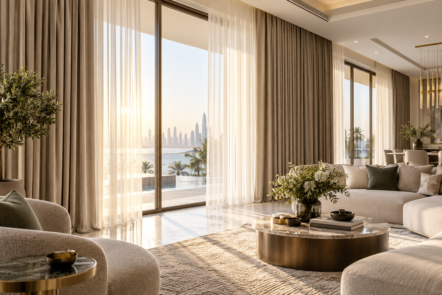 Rèm cửa trong không gian villa và căn hộ cao cấp