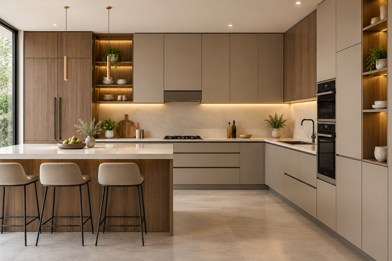 Tủ bếp phủ Laminate – giải pháp bố trí và hoàn thiện
