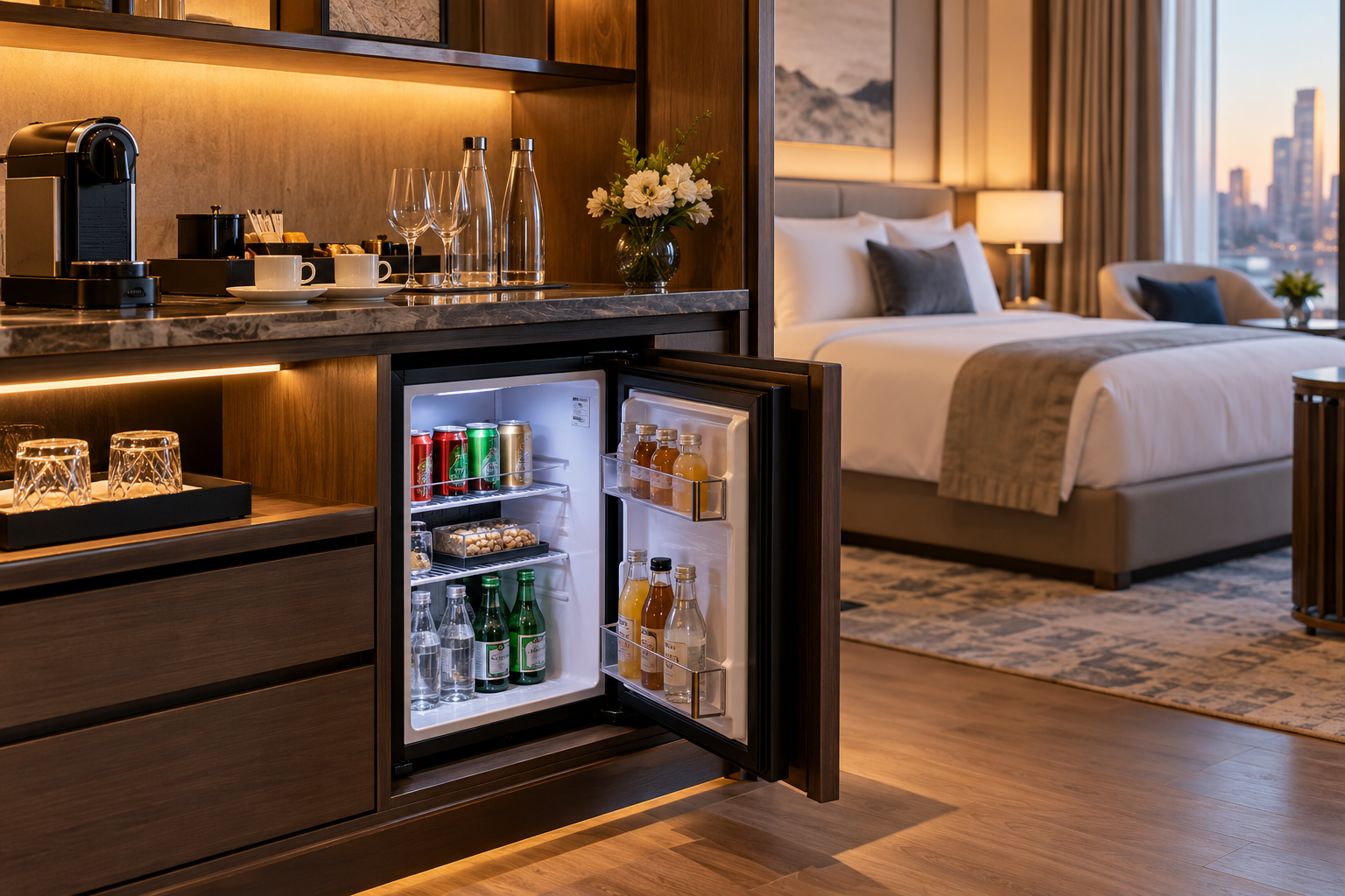 Minibar bố trí trong phòng khách sạn và căn hộ dịch vụ